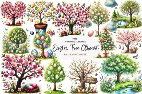 Download Watercolor Easter Tree Clipart - Premium Resources