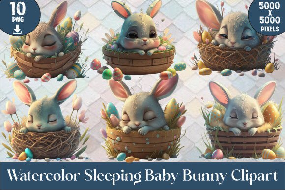 Download Watercolor Sleeping Baby Bunny Clipart - Baby bunny clipart Collection