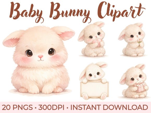 Download Baby Bunny Clipart Bundle, Bunny PNG - Baby bunny clipart Collection